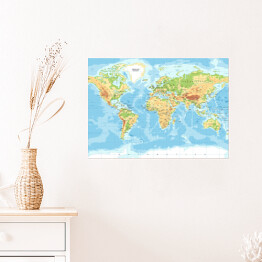 Plakat Mapa fizyczna świata 