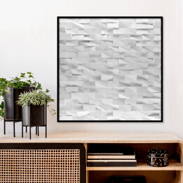 Plakat w ramie Białe abstrakcyjne prostokąty - 3D