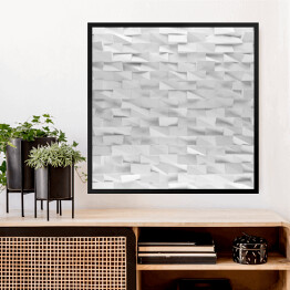 Obraz w ramie Białe abstrakcyjne prostokąty - 3D