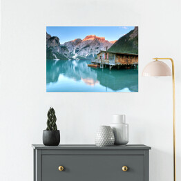Plakat Krajobraz z jeziorem Dolomitach