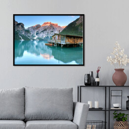 Plakat w ramie Krajobraz z jeziorem Dolomitach