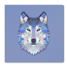 Głowa wilka z wielokątów - ilustracja w odcieniach koloru niebieskiego