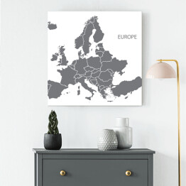 Obraz na płótnie Szara mapa Europy na białym tle
