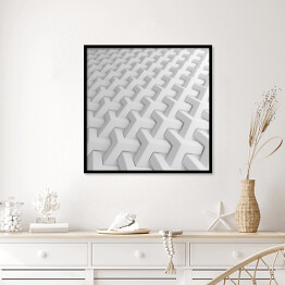 Plakat w ramie Biały abstrakcyjny wzór 3D