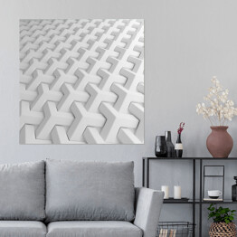 Plakat samoprzylepny Biały abstrakcyjny wzór 3D
