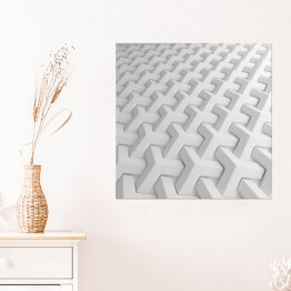 Plakat samoprzylepny Biały abstrakcyjny wzór 3D