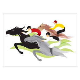 Wyścigi konne - kolorowa ilustracja 
