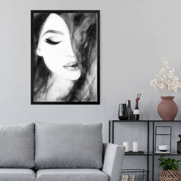 Obraz w ramie Piękno w czerni i bieli. Akwarelowy portret kobiety 