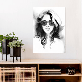 Plakat samoprzylepny Portret kobiety w ciemnych okularach