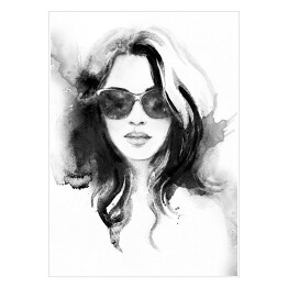 Plakat samoprzylepny Portret kobiety w ciemnych okularach