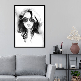 Plakat w ramie Portret kobiety w ciemnych okularach