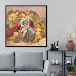 Plakat w ramie Fresk w kościele - aniołowie - Rzym, Włochy
