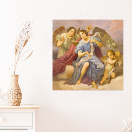 Plakat samoprzylepny Fresk w kościele - aniołowie - Rzym, Włochy