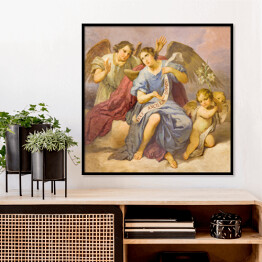 Plakat w ramie Fresk w kościele - aniołowie - Rzym, Włochy