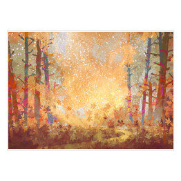 Plakat samoprzylepny Alejka w lesie jesienią - pejzaż