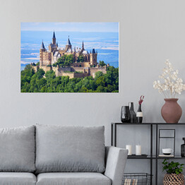Plakat Niemiecki Zamek Hohenzollernów w słoneczny dzień