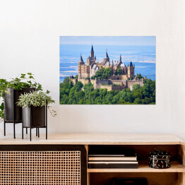 Plakat Niemiecki Zamek Hohenzollernów w słoneczny dzień