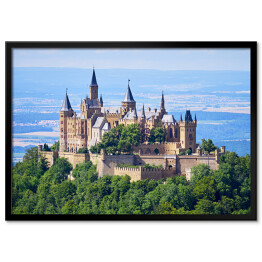 Plakat w ramie Niemiecki Zamek Hohenzollernów w słoneczny dzień
