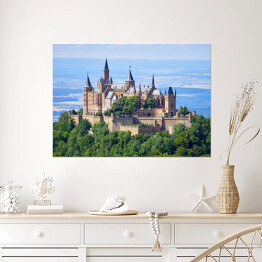 Plakat samoprzylepny Niemiecki Zamek Hohenzollernów w słoneczny dzień
