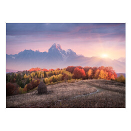 Plakat samoprzylepny Piękny jesienny krajobraz w górach