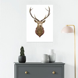 Plakat Wypchana głowa jelenia - ilustracja na białym tle