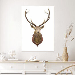 Plakat samoprzylepny Wypchana głowa jelenia - ilustracja na białym tle