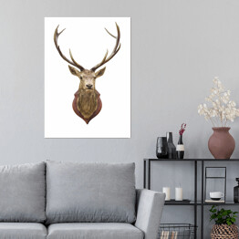 Plakat Wypchana głowa jelenia - ilustracja na białym tle