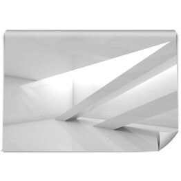 Fototapeta winylowa zmywalna Pusty biały trójwymiarowy pokój z belkami