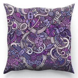 Poduszka Chaotycznie ułożone symbole związane z kosmosem w odcieniach fioletu
