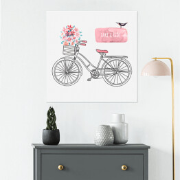 Plakat samoprzylepny Rysowany retro rower