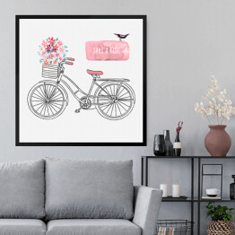 Obraz w ramie Rysowany retro rower