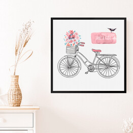 Obraz w ramie Rysowany retro rower