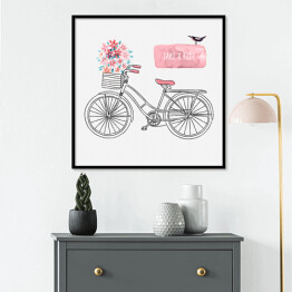 Plakat w ramie Rysowany retro rower