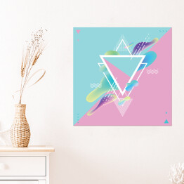 Plakat samoprzylepny Połyskująca kompozycja z trójkątną ramką na jasnym tle