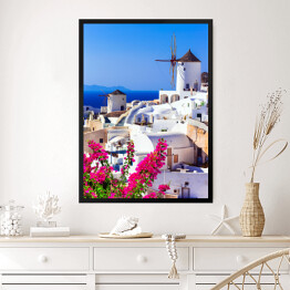 Obraz w ramie Piękna Grecja - tradycyjne wiatraki Santorini