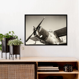 Plakat w ramie Szara ilustracja - stary samolot