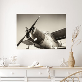 Plakat Szara ilustracja - stary samolot