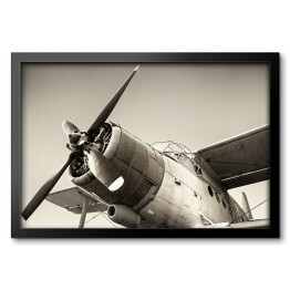 Obraz w ramie Szara ilustracja - stary samolot