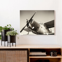 Obraz na płótnie Szara ilustracja - stary samolot