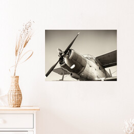 Plakat samoprzylepny Szara ilustracja - stary samolot