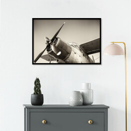 Plakat w ramie Szara ilustracja - stary samolot