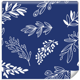 Tapeta samoprzylepna w rolce Kwiatowy niebieski wzór z gałązek