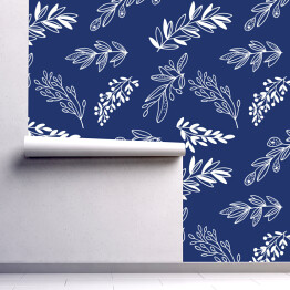 Tapeta samoprzylepna w rolce Kwiatowy niebieski wzór z gałązek