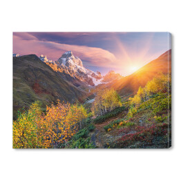 Obraz na płótnie Jesienny krajobraz w górach o świcie