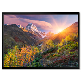 Plakat w ramie Jesienny krajobraz w górach o świcie