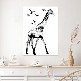 Plakat Duża czarno biała żyrafa 