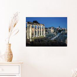 Plakat samoprzylepny Romańskie Forum w Rzymie o zmierzchu, Włochy