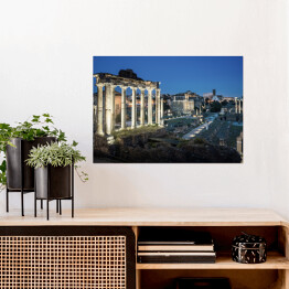 Plakat Romańskie Forum w Rzymie o zmierzchu, Włochy