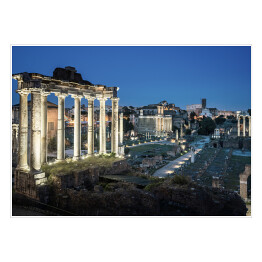 Plakat Romańskie Forum w Rzymie o zmierzchu, Włochy