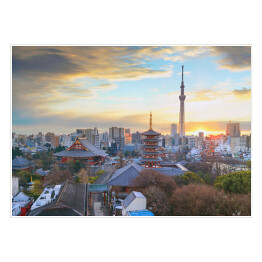 Plakat samoprzylepny Widok na Tokio - horyzont o świcie